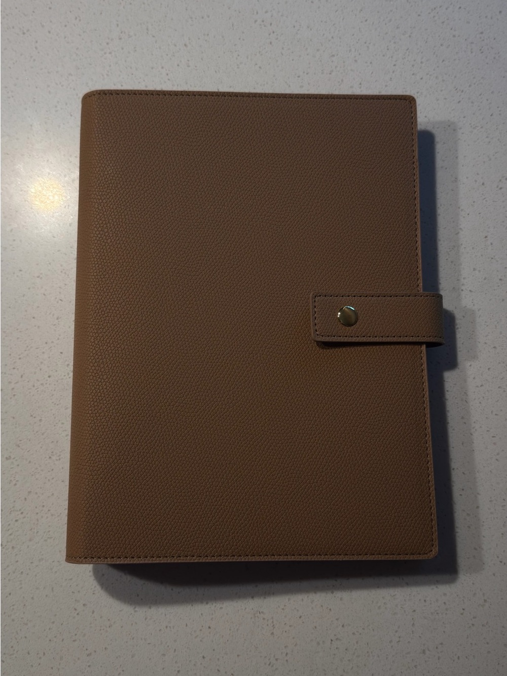 BRAND NEW Classic Tan Leather A5 Binder with Gold Hardware and Snap Closure